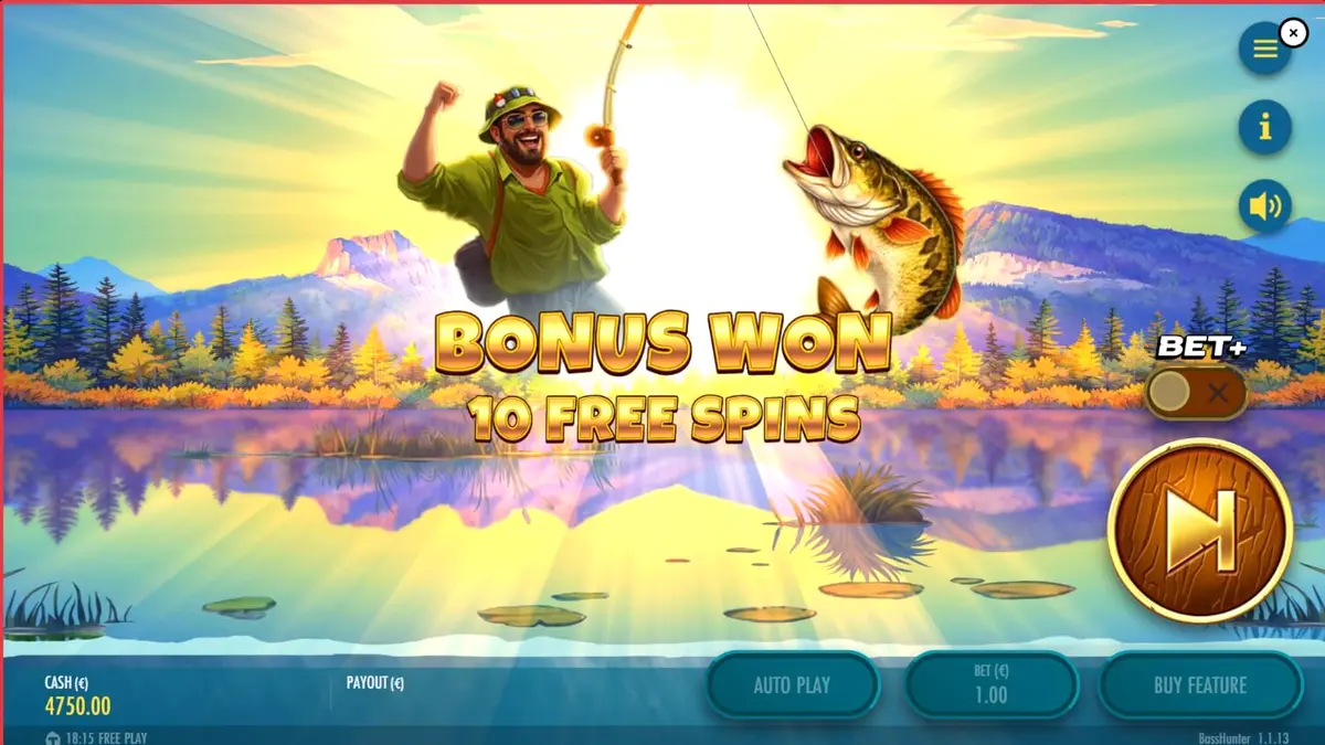 Cenário de pesca nórdica no slot Bass Hunter