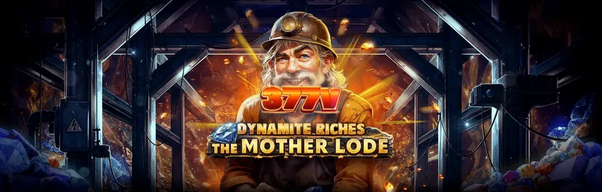 Interface do jogo de slot Dynamite Riches The Mother Lode com elementos de mineração